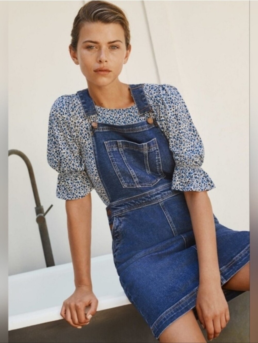 Boden Denin Skirt Overalls Size 4
